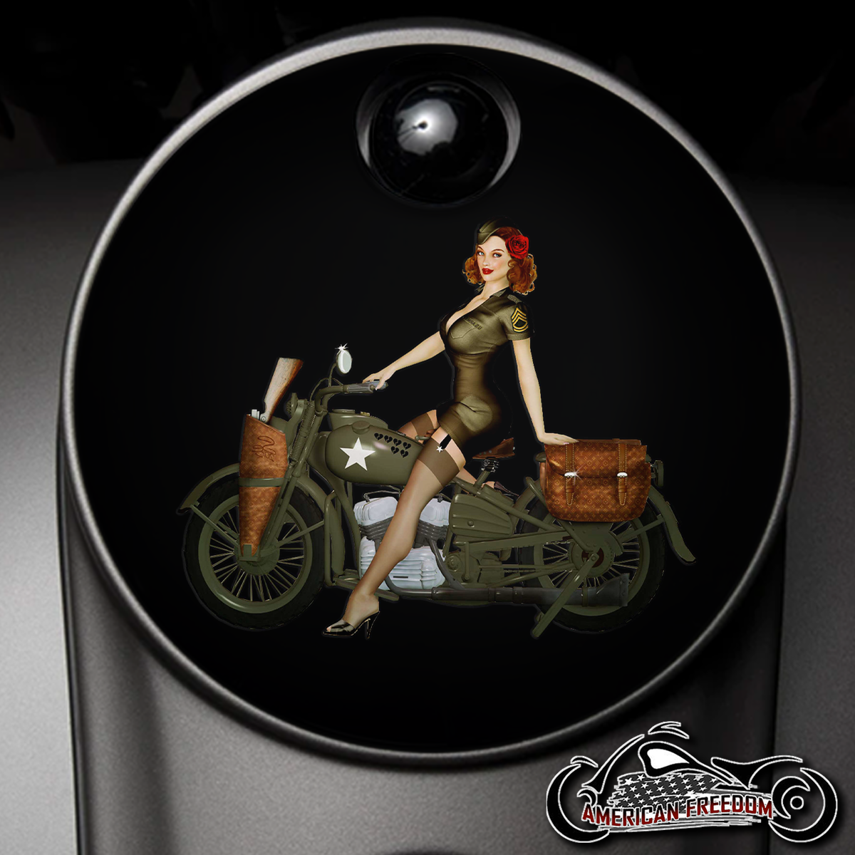 Custom Fuel Door - Motorcycle Pin Up